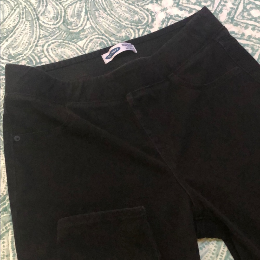 2 Pairs of Old Navy pull on brushed Denim jeans.